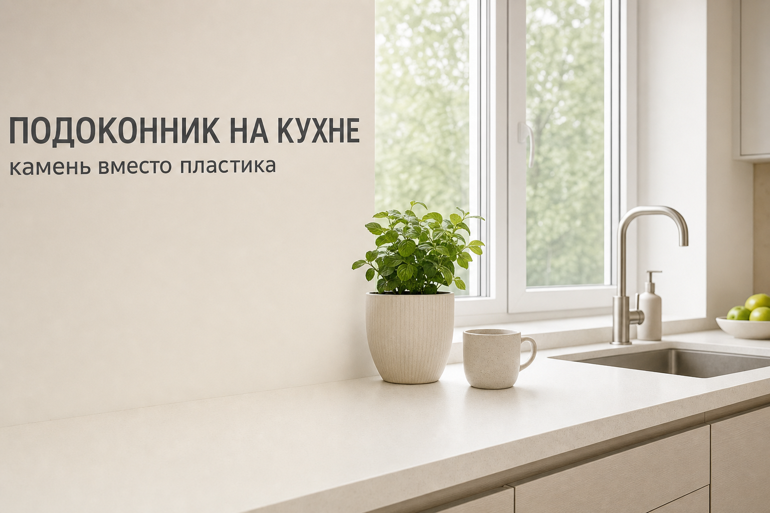 Подоконник на кухне: почему пластик меняют на искусственный камень